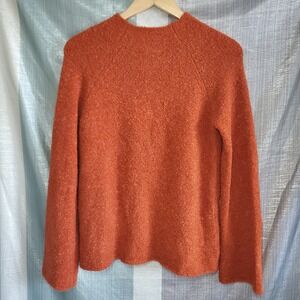 Sisley Burnt Orange Boucle Wool Blend Sweater S Urban Minimalist Cosy Luxe Vtg